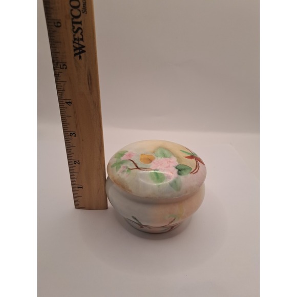 Antique La Seynie Limoges P&P France Pink Dogwood Handpainted Vanity Powder Dish - Picture 15 of 16